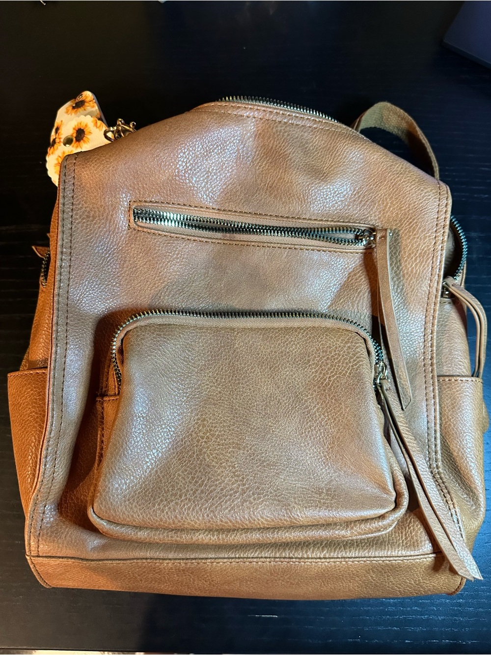 Tan Leather Backpack Convertable Strap